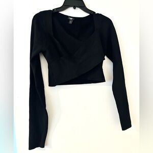 Express Black Long Sleeve Crop Top